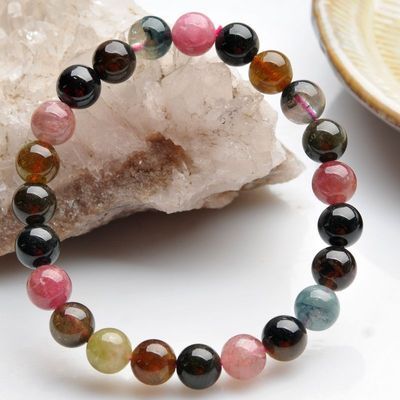 纯天然超值精品8mm巴西碧玺圆珠手链 Y81Y 17